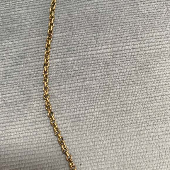 J.Crew blue gemstone vintage statement necklace with gold chain 9-12” drop - Picture 5 of 11